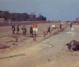 Wolfhounds on the airstrip, Vietnam. On the airstrip