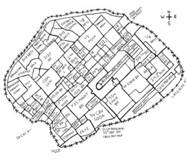 Cu Chi base camp, 25th Infantry Division, circa 1967–1968 — the Wolfhounds’ home in Vietnam (1/27 and 2/27 marked). Cu Chi base camp map