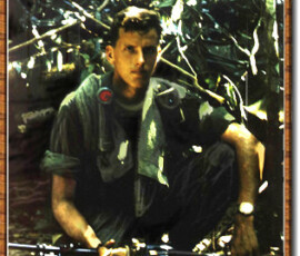 A Wolfhound and his M60 machine gun in the jungle, Vietnam. A Wolfhound with his M60